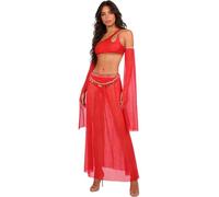 Hansber Pigiama Intimo Donna Biancheria Intima Donna Set Due Pezzi Lingerie Babydoll Abito Da Notte Intimo Abito Arabo Sleepwear Club Rosso L