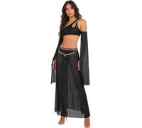 Hansber Pigiama Intimo Donna Biancheria Intima Donna Set Due Pezzi Lingerie Babydoll Abito Da Notte Intimo Abito Arabo Sleepwear Club Nero L