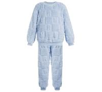 Hansber Pigiama Morbido per Bambini Bambina Tuta da Casa in Pile Felpa Termica A Maniche Lunghe con Pantaloni Lunghi da Notte Pezzi Inverno Caldo Imbottito Intimo Blu 7-8 Anni