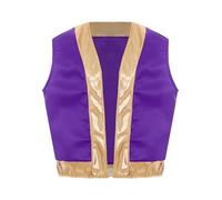 Hansber Principe Arabo Costume Bambino Ragazzo Oriente Gilet Senza Maniche Decorazione Oro Giacca Medioevo Steampunk Cosplay Travestimento Viola 11-12 anni