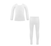Hansber Set Termico per Bambini Bambina E Bambini Maglia Termica A Maniche Lunghe con Collant Pantaloni Termici Set Intimo Termico per Sci Caldo Bianco 9-10 Anni