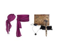 Hansber Spada Pirata E Pugnale Donna Set Accessori Costume Abbigliamento Da 7 pezzi bordeaux Taglia unica