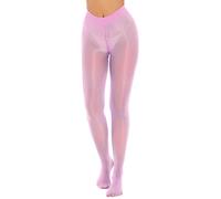 Hansber Trasparente Collant Donna Ouvert Collant Passo Aperto Leggings Lucido Olio Rete Calze Con Zip Body Rosa A XL