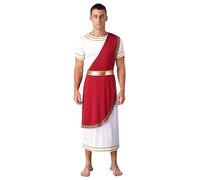 Hansber Uomo Imperatore Di Roma Costume Cesare Dio Greco Carnevale Travestimento Toga A Maniche Corte Abito Veste Patchwork Lunga Taglia S3xl Borgogna L