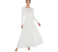 Hansber Vestito Danza Liturgica Donna Abito Liturgico Servizio Divino Abito Un Corpo con Colletto Rotondo Túnica Ladorazione Le Lodi