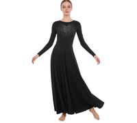 Hansber Vestito Danza Liturgica Donna Abito Liturgico Servizio Divino Abito Un Corpo con Colletto Rotondo Túnica Ladorazione Le Lodi