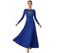 Hansber Vestito Danza Liturgica Donna Abito Liturgico Servizio Divino Abito Un Corpo con Colletto Rotondo Túnica Ladorazione Le Lodi