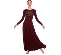 Hansber Vestito Danza Liturgica Donna Abito Liturgico Servizio Divino Abito Un Corpo con Colletto Rotondo Túnica Ladorazione Le Lodi