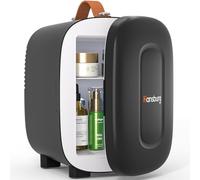 Hansburg Mini frigorifero per la cura della pelle della camera da letto, frigorifero portatile piccolo da 4 litri/6 lattine con opzione 12 V AC/DC/USB per cibo, bevande, trucco, dormitorio, ufficio e