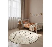 Hanse Home Adventures Funny Squares - Tappeto rotondo per cameretta dei bambini, motivo a quadri, mini quadrati, tappeto da gioco, colorato, ragazzo, ragazza, cameretta dei bambini, soggiorno, crema