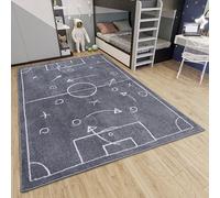 Hanse Home Adventures - Tappeto da calcio per bambini, per cameretta dei bambini, cameretta dei giochi, camera dei ragazzi, soggiorno, grigio scuro, 120 x 170 cm