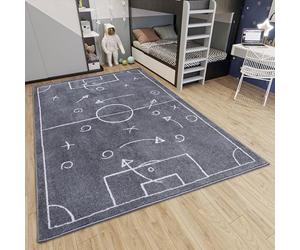 Hanse Home Adventures - Tappeto da calcio per bambini, per cameretta dei bambini, cameretta dei giochi, camera dei ragazzi, soggiorno, grigio scuro, 120 x 170 cm