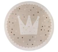 Hanse Home Adventures - Tappeto rotondo per bambini, motivo a corona, per cameretta dei bambini, camera dei giochi, camera dei ragazzi, soggiorno, beige, crema, 100 cm