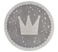 Hanse Home Adventures - Tappeto rotondo per bambini, motivo corona, per cameretta dei bambini, camera dei giochi, camera dei ragazzi, soggiorno, colore grigio crema, 100 cm