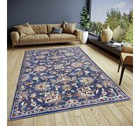 HANSE Home Caracci - Tappeto orientale, classico, a trama fitta con ornamenti e motivi floreali, morbido pelo corto, per camera da letto, sala da pranzo, soggiorno, corridoio, cucina, blu, 120 x 170