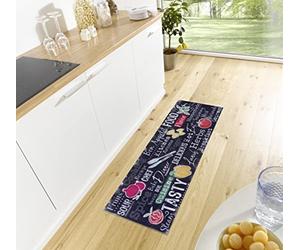 Hanse Home Cook & Clean - Tappeto da cucina con scritta, antiscivolo, facile da pulire, per cucina, corridoio, ingresso, sala da pranzo, 50 x 150 cm