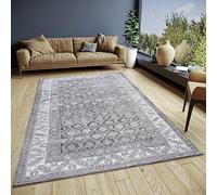 HANSE Home Curan - Tappeto orientale classico intrecciato con bordatura, effetto vintage, leggermente lucido, per camera da letto, sala da pranzo, soggiorno, corridoio, grigio, 80 x 165 cm