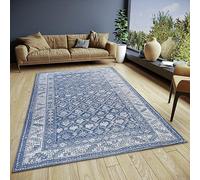 HANSE Home Curan - Tappeto orientale classico tessuto con bordatura, effetto vintage, leggermente lucido, per camera da letto, sala da pranzo, soggiorno, corridoio, blu, 80 x 165 cm