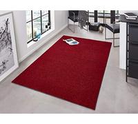 HANSE Home Design - Tappeto in Velluto a Tinta Unita, Effetto Scamosciato, Polipropilene, Rosso, 140 x 200 x 1,3 cm