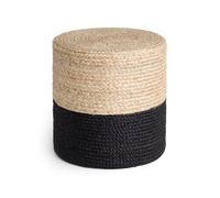 Hanse Home Jutta Pouf in iuta naturale, forma cilindrica in stile bohémien, sgabello, pouf, pouf per soggiorno, sala da pranzo, corridoio - oro naturale, nero, 40 x 40 x 40 cm