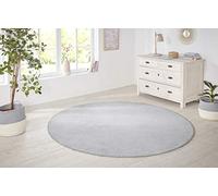 HANSE Home Kurzflor Uni Teppich Nasty Tappeto, Polipropilene, Argento, ø 133 cm