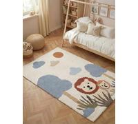 Hanse Home Lionel - Tappeto per bambini, facile da pulire, antiscivolo e lavabile, a forma di leone, morbido, adatto come base da gioco, 140 x 200 cm, colore: crema multicolore