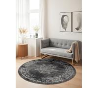 Hanse Home Lydia Tappeto a pelo corto, rotondo, orientale per soggiorno, a pelo corto, classico, morbido in stile orientale, per soggiorno, camera da letto, sala da pranzo, corridoio, grigio, Ø 160 cm