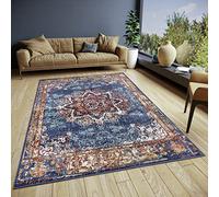 Hanse Home Maderno Tappeto orientale classico a trama fitta con ornamenti vintage morbido pelo corto per camera da letto, sala da pranzo, soggiorno, corridoio, blu, 57 x 90 cm