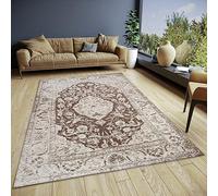 HANSE Home Mahat Tappeto orientale classico tessuto orientale con bordatura look vintage, leggero e lucido, per camera da letto, sala da pranzo, soggiorno, corridoio, marrone, 160 x 235 cm