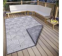 Hanse Home Pangli - Tappeto per esterni, resistente alle intemperie, stile boho scandinavo, impermeabile, in tinta unita, effetto geometrico 3D, per giardino, balcone, terrazza, soggiorno, argento