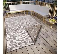 Hanse Home Pangli - Tappeto per esterni, resistente alle intemperie, stile boho scandinavo, impermeabile, in tinta unita, effetto geometrico 3D, per giardino, balcone, terrazza, soggiorno, line, 120 x