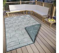 Hanse Home Pangli - Tappeto per esterni, resistente alle intemperie, stile boho scandinavo, impermeabile, in tinta unita, effetto geometrico 3D, per giardino, balcone, terrazza, soggiorno, verde, 160