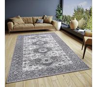 HANSE Home Pare Tappeto orientale - Tessuto piatto vintage design antiscivolo, fondo di alta qualità, tessuto di design, per soggiorno, camera da letto, sala da pranzo, corridoio, grigio, nero, 120 x