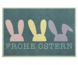 HANSE Home Printy Zerbino per interni ed esterni, 40 x 60 cm, con scritta, lavabile e resistente alle intemperie, antiscivolo per ingresso e esterni, verde scuro