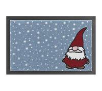 HANSE Home Printy - Zerbino per interni ed esterni, 40 x 60 cm, motivo: gnomo di Natale, lavabile e resistente alle intemperie, antiscivolo, per ingresso e esterni, colore: blu e rosso