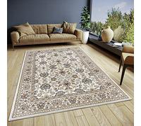 Hanse Home Saraceni - Tappeto orientale classico a trama fitta con ornamenti e motivi floreali, morbido pelo corto, per camera da letto, sala da pranzo, soggiorno, corridoio, crema, 57 x 90 cm