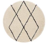 HANSE Home Tappeto a pelo lungo Shaggy Design Diamond Crema Nero Morbido a rombi Motivo geometrico Soggiorno Camera da Letto Cucina Corridoio Design Moderno 160 cm Rotondo