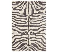 HANSE Home Tappeto a pelo lungo Shaggy, design zebra, crema, morbido, in pelliccia animale, look safari, soggiorno, camera da letto, cucina, corridoio, design moderno, 120 x 170 cm