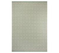 HANSE Home Tappeto Capri, in tessuto piatto, resistente alle intemperie, moderno, motivo geometrico, rombi, design per soggiorno, corridoio, balcone, giardino, giardino d'inverno, verde, crema, 70 x