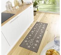 HANSE Home Tappeto da cucina con scritta, in tessuto piatto, antiscivolo, per cucina, corridoio, ingresso, sala da pranzo, 62 x 150 cm, marrone