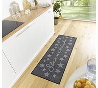 HANSE Home Tappeto da cucina con scritta, in tessuto piatto, antiscivolo, per cucina, corridoio, ingresso, sala da pranzo, 62 x 150 cm, nero