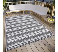 HANSE Home Temu, tappeto per interni ed esterni, resistente alle intemperie, motivo a strisce moderne, impermeabile, robusto, in tessuto piatto per giardino, balcone, terrazza, soggiorno, grigio,