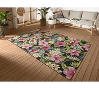 HANSE Home Tropical Feeling Tappeto per interni ed esterni, tessuto piatto Jungel Flower Design floreale, resistente alle intemperie e ai raggi UV, per balcone, terrazza, giardino, soggiorno,