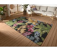 HANSE Home Tropical Flowers - Tappeto per interni ed esterni, in tessuto piatto, trapuntato per esterni, Jungel Blumen Flower Design, ecologico, resistente alle intemperie e ai raggi UV, per balcone,