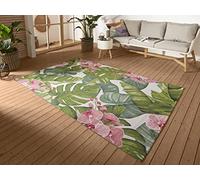 HANSE Home Tropical, tappeto per interni ed esterni, tessuto piatto, trapuntato per esterni, Jungel Florales Palmen Design, Öko-Tex, resistente alle intemperie e ai raggi UV, per balcone, terrazza,