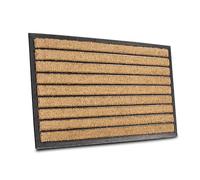 Hanse Home Zerbino in cocco e gomma per interni ed esterni, per esterni, colore naturale, con strisce di cocco, resistente alle intemperie e antiscivolo, per corridoio, terrazza, ingresso - 45 x 75 cm