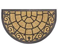 HANSE Home Zerbino in cocco per interni ed esterni, 45 x 75 cm, semicircolare, per esterni, in fibra di cocco, resistente alle intemperie, antiscivolo per ingresso ed esterni, naturale