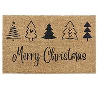 HANSE Home Zerbino in cocco per interni ed esterni - Zerbino in cocco naturale per esterni Merry Christmas, resistente alle intemperie e antiscivolo per corridoio, terrazza, ingresso - 45 x 75 cm