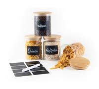 Hanseküche Barattoli di Vetro Con Coperchio - Set di 4 x 750ml - Contenitori Ermetici Grandi in Bambù per Cucina