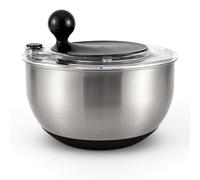 Hanseküche Centrifuga da insalata in acciaio inossidabile - Ø24,5x19cm Centrifugare,servire e conservare in un unico Salad Spinner privo di BPA,Grande capacità di 4,5 litri con azionamento a manovella
